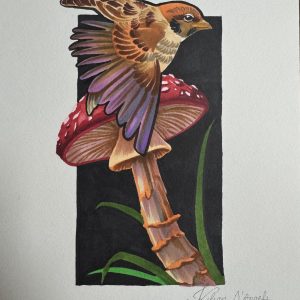 Oiseau et champignon