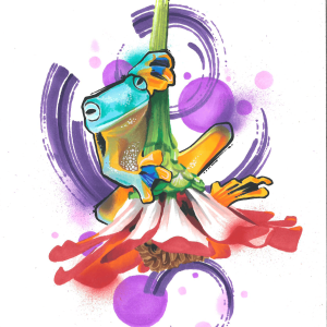 Grenouille sur fleur